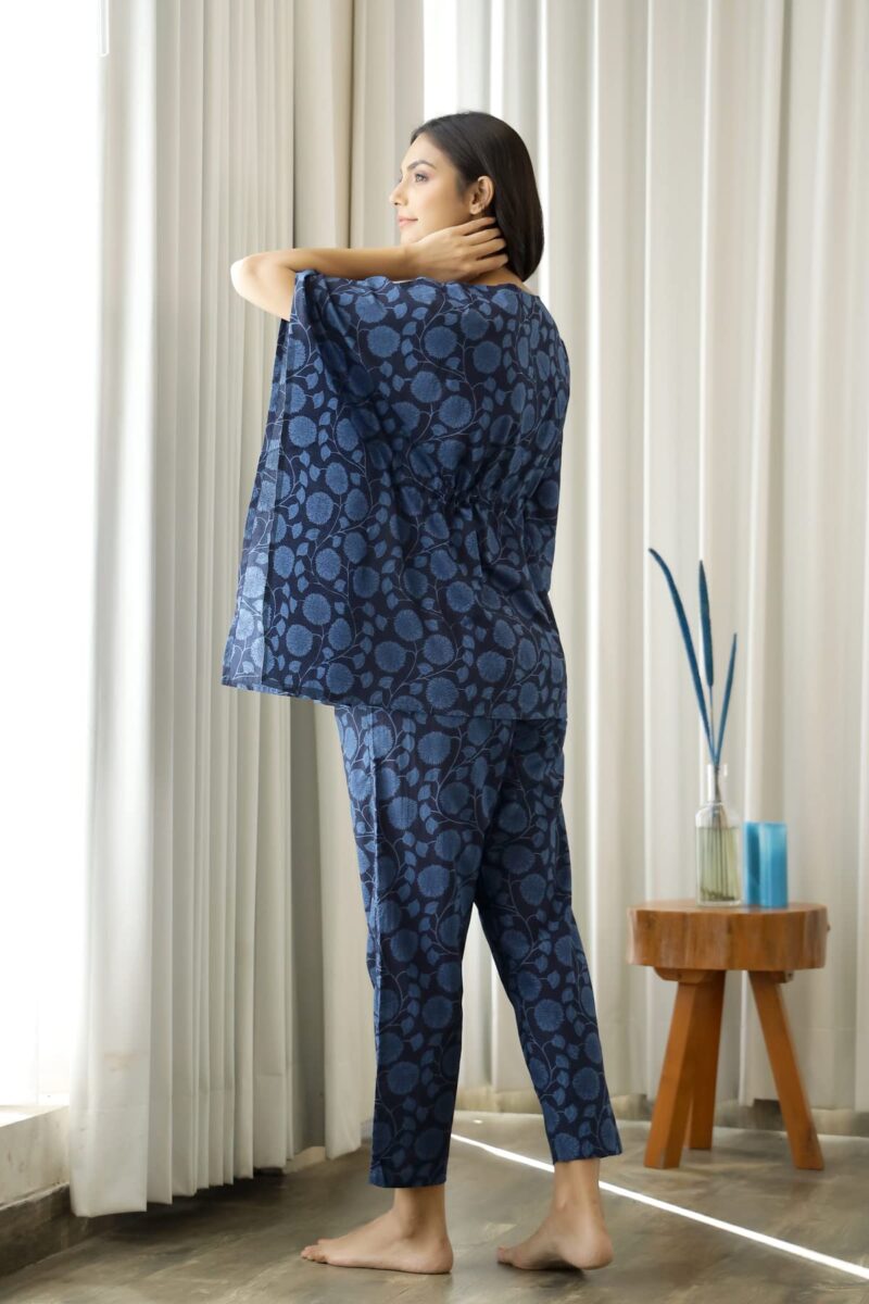 SANSKRUTIHOMES Women's 100% Cotton Printed Kaftan Night Suit & Pyjama Set with Drawstring | Premium Cotton Loungewear | Soft & Breathable Nightwear | Comfortable Everyday Sleepwear for Women - Image 4