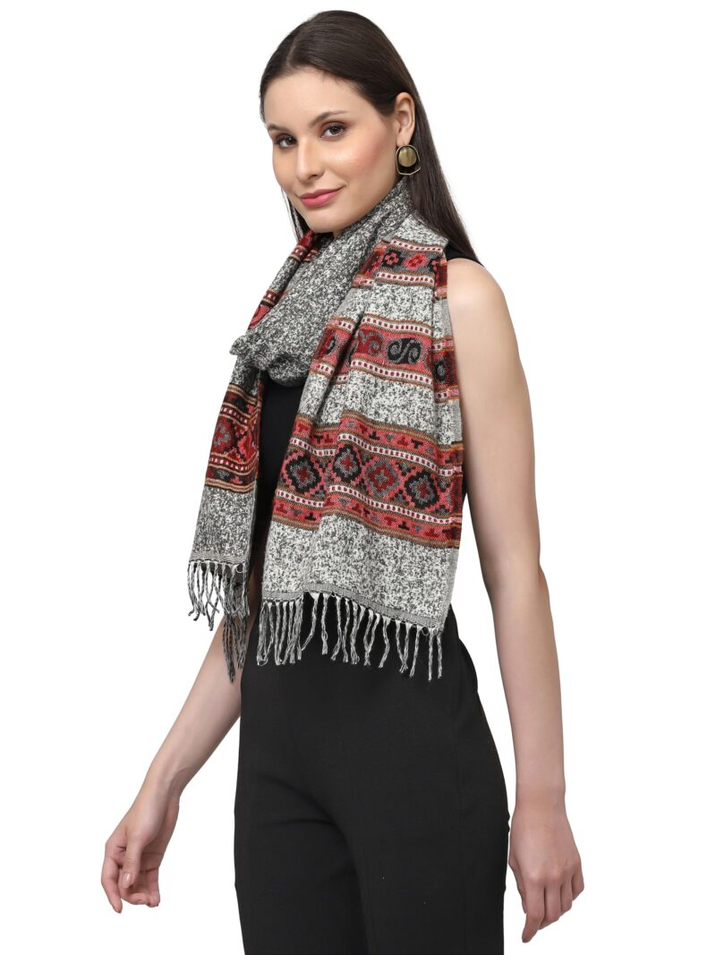 Weavers Villa Acro Wool Women's Muffler (MF-902,Grey Size: 34CM X 200CM) - Image 3