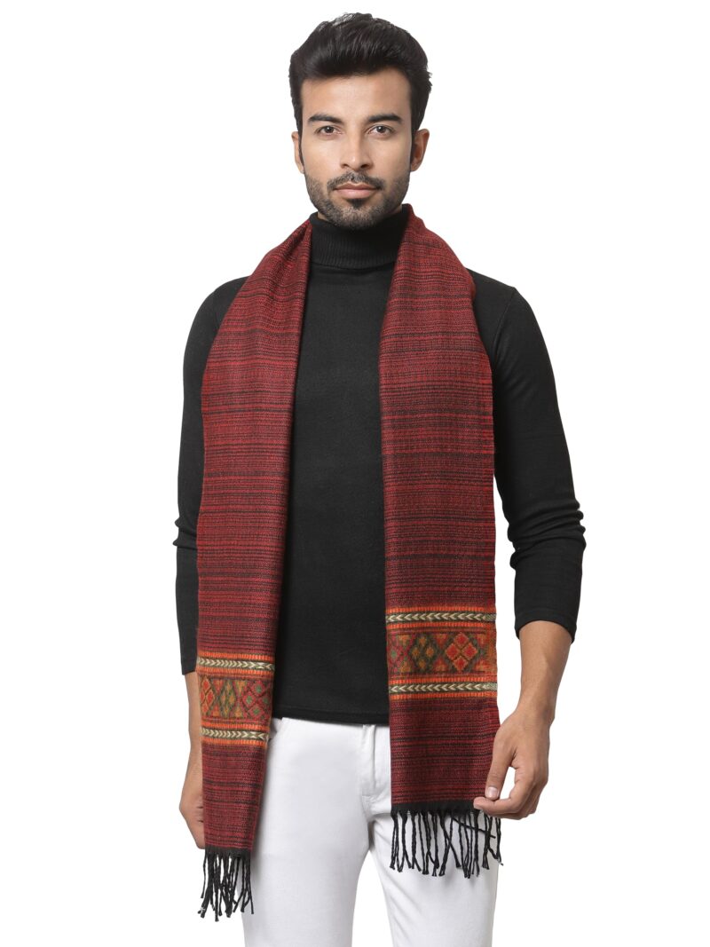Weavers Villa Acro Wool Men's Muffler (MF-901,Maroon, Size: 34CM X 200CM)