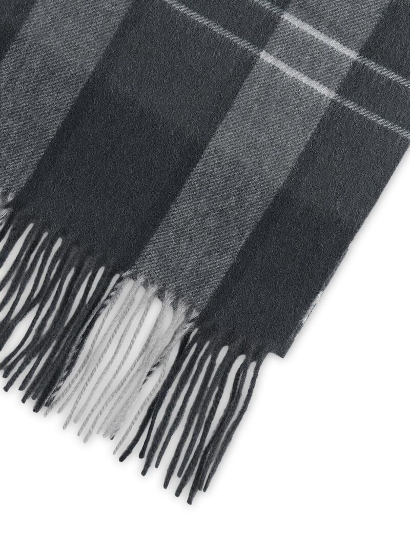JACK & JONES Men Dark Grey Check Wool Scarf - Image 3