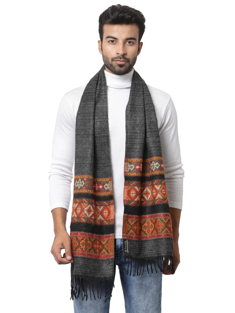 Weavers Villa Acro Wool Men's Muffler (MF-902, Black Size: 34CM X 200CM) - Image 2