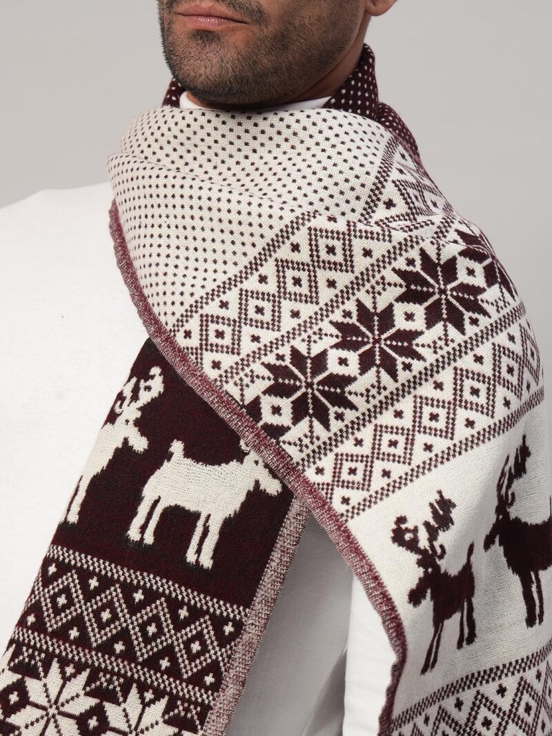 Ravaiyaa - Attitude is everything Deer Pattern Muffler Winter Woolen Scarf Men's Casual Soft And Warm Maffler70 x12 (Wine) - Image 6