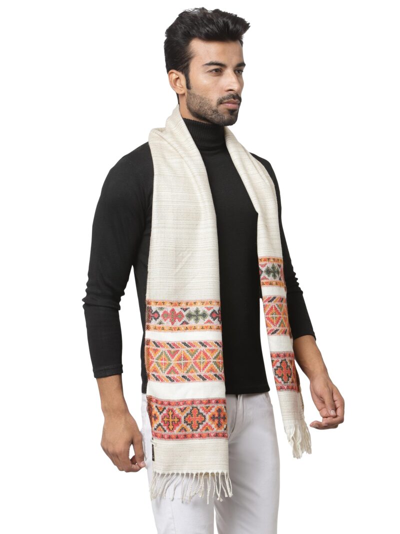 Weavers Villa Acro Wool Men's Muffler (MF-902,Cream Size: 34CM X 200CM) (Cream) - Image 4