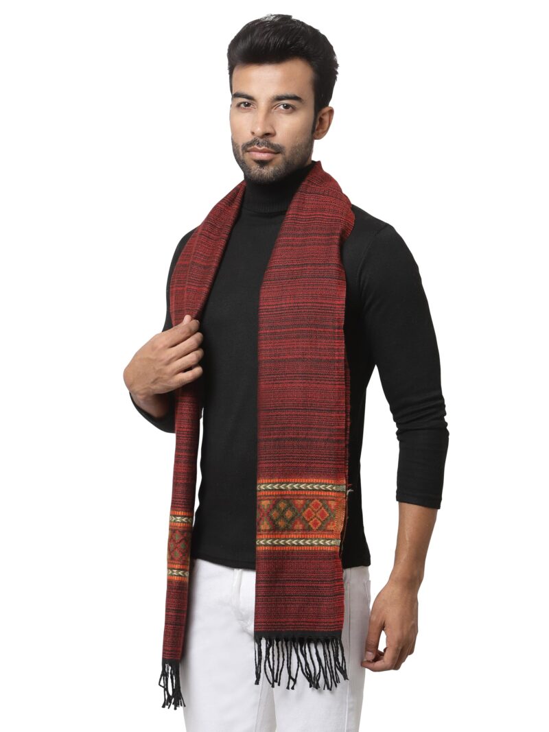 Weavers Villa Acro Wool Men's Muffler (MF-901,Maroon, Size: 34CM X 200CM) - Image 3