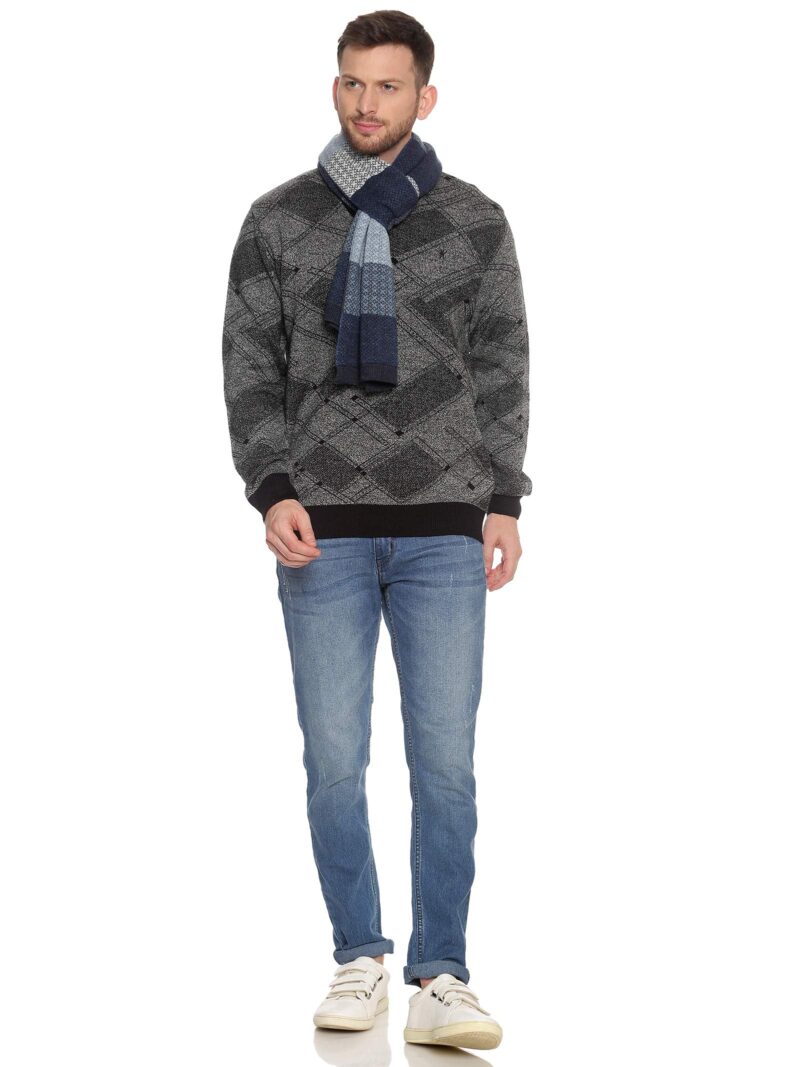 513 Men's Acrylic Wool Casual Winter Wear Striped Warm Muffler,JD-1005MMUF-NAVY - Image 3