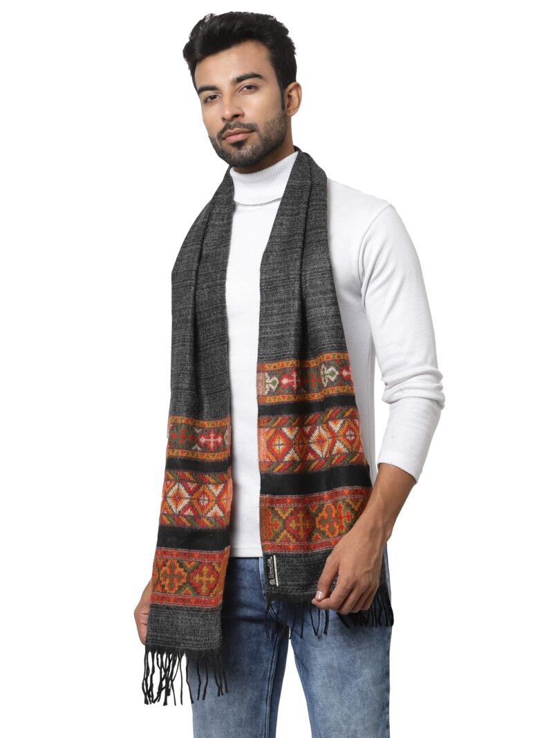 Weavers Villa Acro Wool Men's Muffler (MF-902, Black Size: 34CM X 200CM) - Image 3
