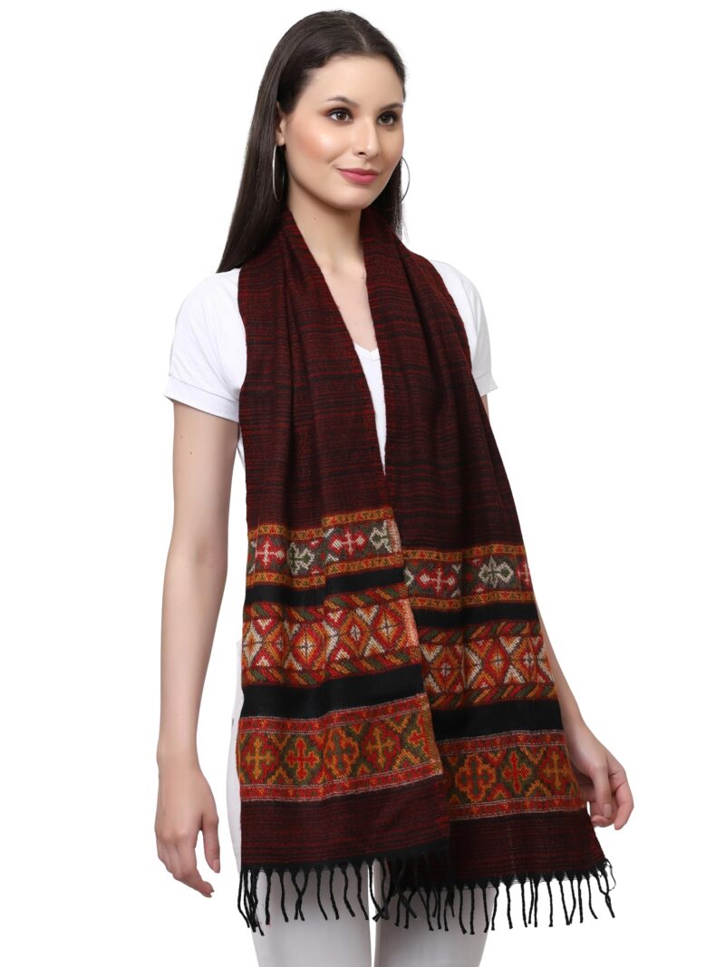 Weavers Villa Acro Wool Women's Muffler (MF-902,Maroon Size: 34CM X 200CM) - Image 2