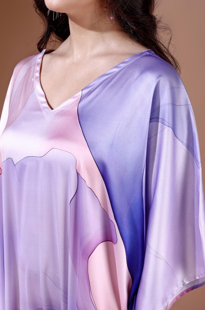 Label Aarna Premium Soft Satin Kaftan Dress for Women / Digital Print / Free Size (M-3XL) / Hidden Adjustable Belt / Full length / Maxi / Resort Wear - Image 6