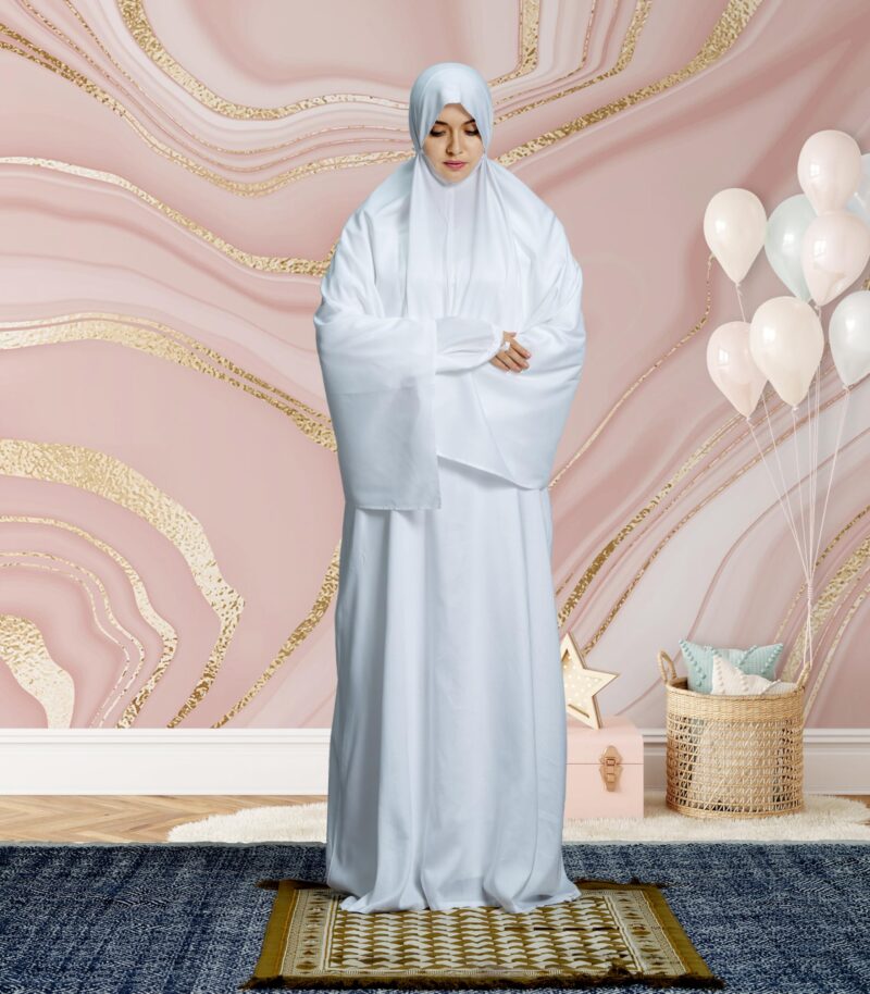 Mehar Hijab's Womens Prayer Dress Viscos Feel Good Fabric Namazi White (L-54) - Image 7
