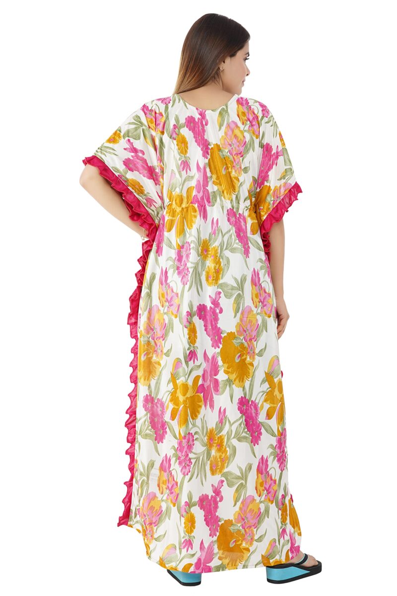 Onekbhalo Women's Satin Floral Kaftan Nighty Maxi Gown (PK_Red-X-Large) - Image 5