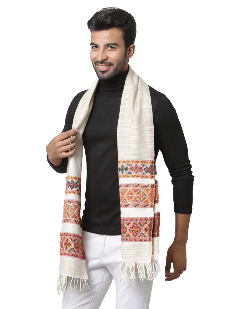 Weavers Villa Acro Wool Men's Muffler (MF-902,Cream Size: 34CM X 200CM) (Cream)