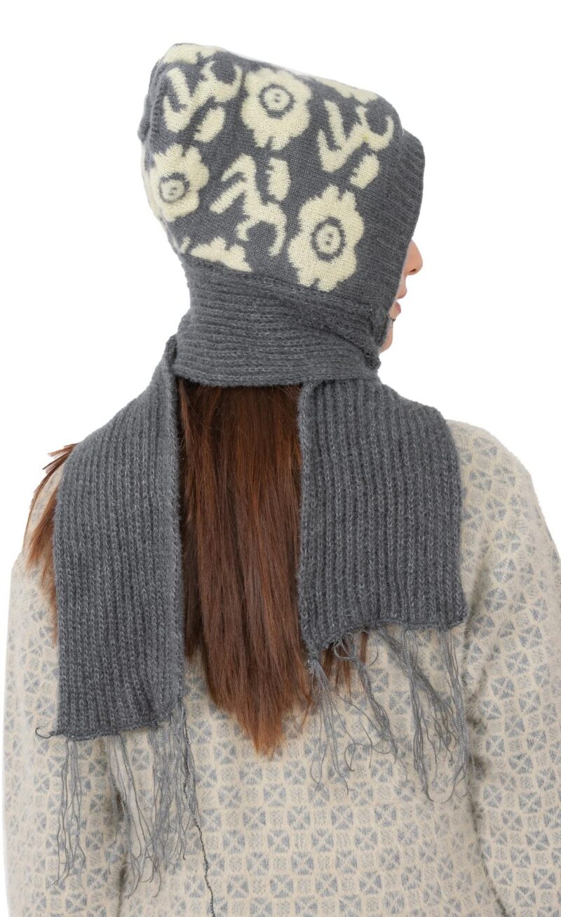 AMOLDO Women's Wool Blend Cap with Muffler (Cap -122_Grey_Free Size) - Image 4