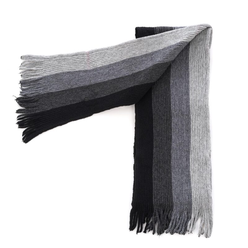 Kalaneet Men & Women Casual Self Design Solid Acrylic Woolen Muffler/Scarf/Stole for Winter, Size free (Muffler Grey&Black) - Image 2