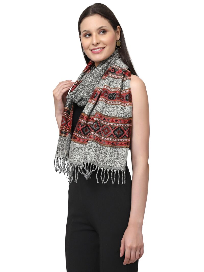Weavers Villa Acro Wool Women's Muffler (MF-902,Grey Size: 34CM X 200CM) - Image 6