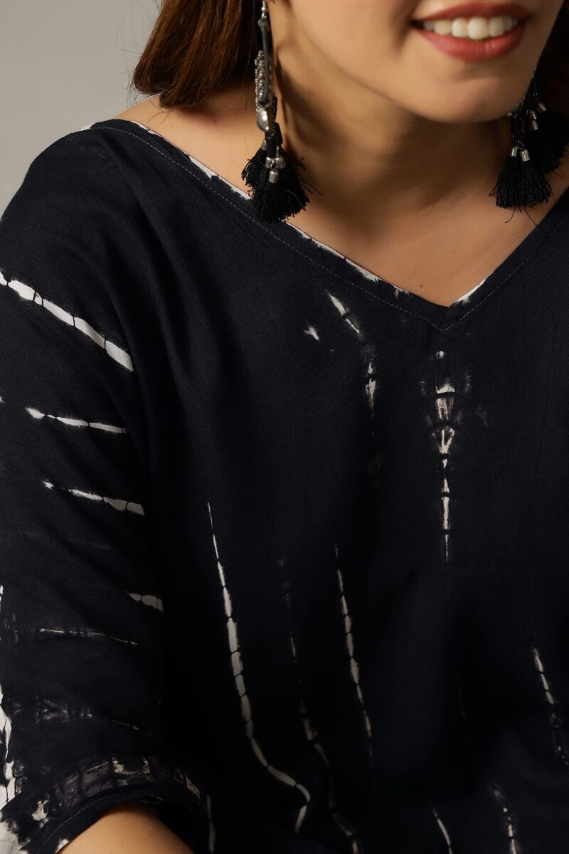 Ravaiyaa - Attitude is everything Women's Rayon Tie Dye Shibori Maxi Length Nighty (TKL-5_Black_L) - Image 4