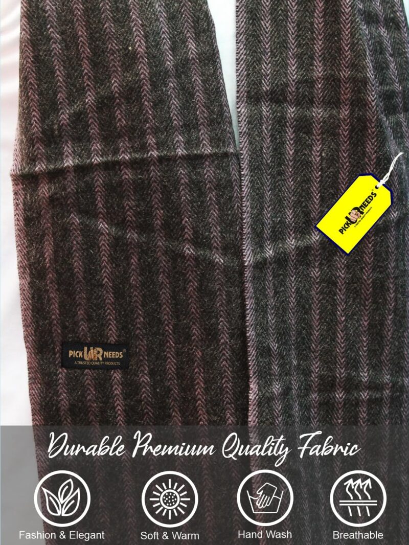 Men's Muffler With Multi Color Strips Design Woolem Blend Fabric Stylish Tussles Ends Muffler For Men - 70 Inches * 11 Inches (PMD 19) - Image 6