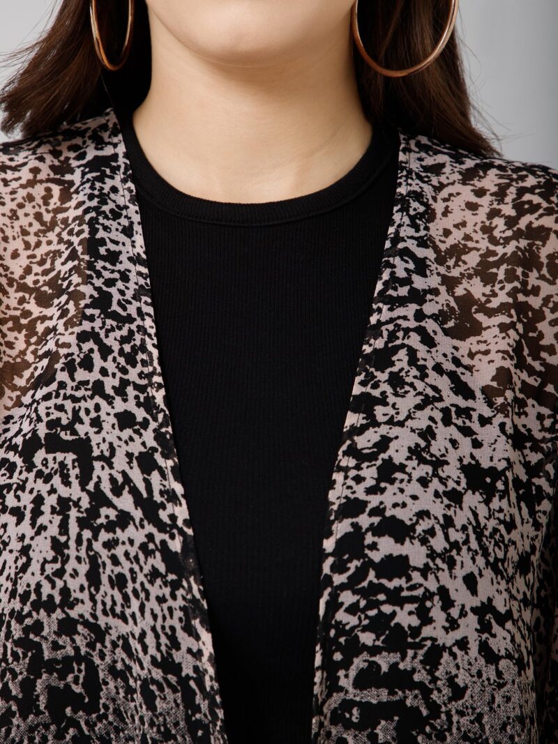 Purys Animal Print Ombre Shrug for Women | Lightweight Kimono Cover-Up | Casual Outerwear with Fringes for Layering and Summer Fashion - Image 7