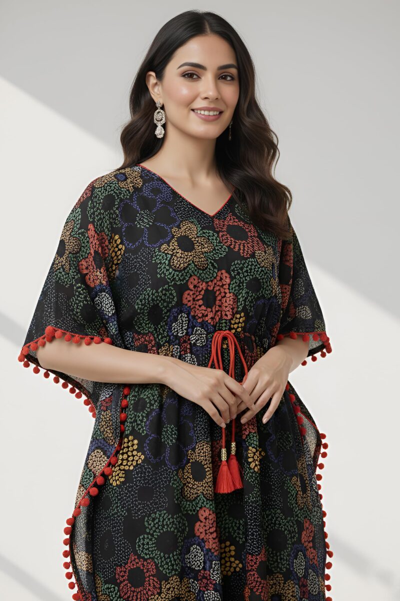 Yash Gallery Womens Cotton Printed Kaftan Midi Dress Ethnic Wear - Image 5