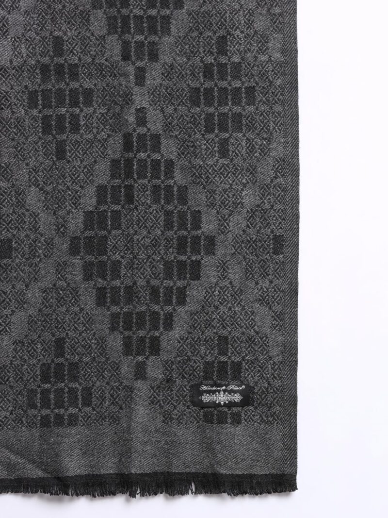 Ravaiyaa - Attitude is everything Men's Geometric Pattern Casual Muffler Winter Wool Long Scarf 72"x14" Inch (Black) - Image 5