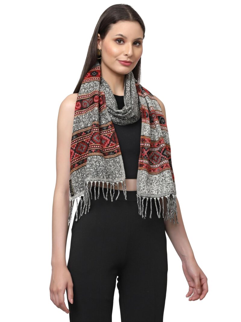 Weavers Villa Acro Wool Women's Muffler (MF-902,Grey Size: 34CM X 200CM)
