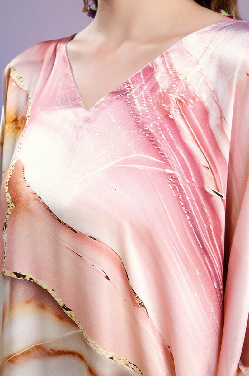 Label Aarna Premium Soft Satin Kaftan Dress for Women / Digital Print / Free Size (M-3XL) / Hidden Adjustable Belt / Full length / Maxi / Resort Wear - Image 6