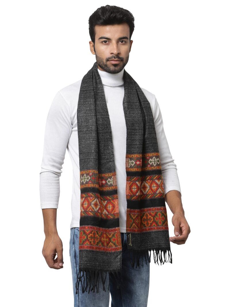 Weavers Villa Acro Wool Men's Muffler (MF-902, Black Size: 34CM X 200CM)