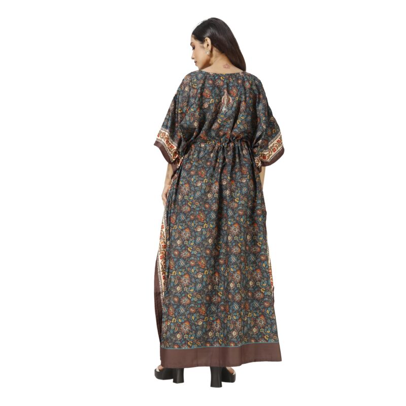 daintier Women's Long Kaftan Dress V-Neck Maxi Caftan with Drawstring Waist Casual Boho Loungewear Beach Swimsuit Cover Up Nightgown Sleepwear Resort Wear Daily House Dress for Ladies(Brown) - Image 2