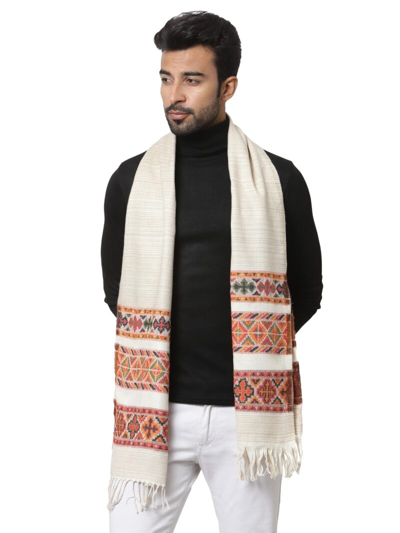 Weavers Villa Acro Wool Men's Muffler (MF-902,Cream Size: 34CM X 200CM) (Cream) - Image 3