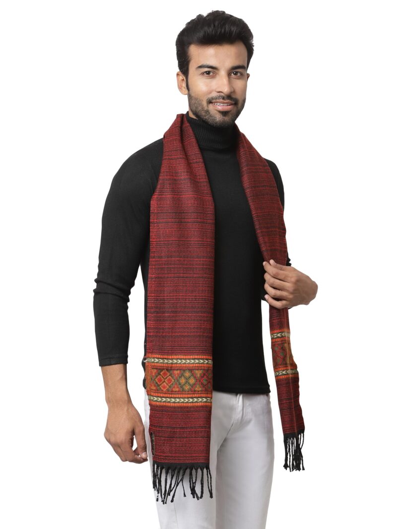 Weavers Villa Acro Wool Men's Muffler (MF-901,Maroon, Size: 34CM X 200CM) - Image 2