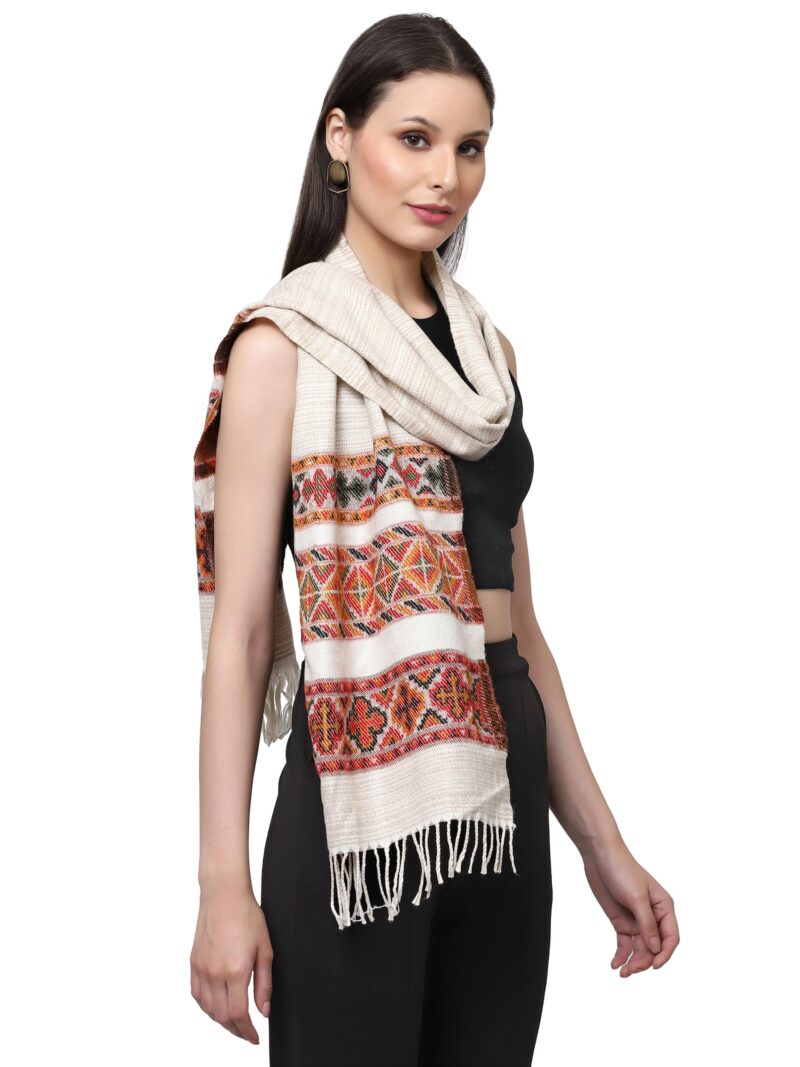 Weavers Villa Acro Wool Women's Muffler (MF-902,Cream Size: 34CM X 200CM)