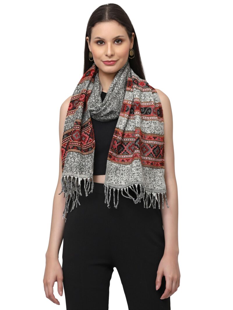 Weavers Villa Acro Wool Women's Muffler (MF-902,Grey Size: 34CM X 200CM) - Image 5