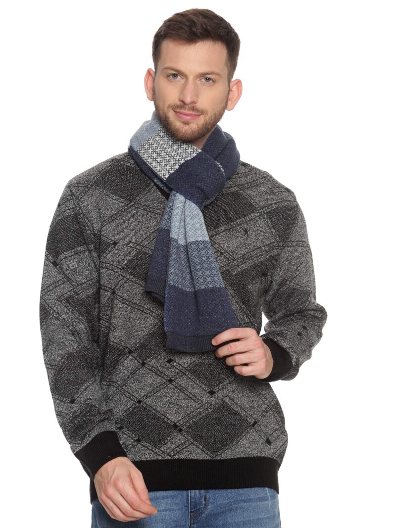 513 Men's Acrylic Wool Casual Winter Wear Striped Warm Muffler,JD-1005MMUF-NAVY