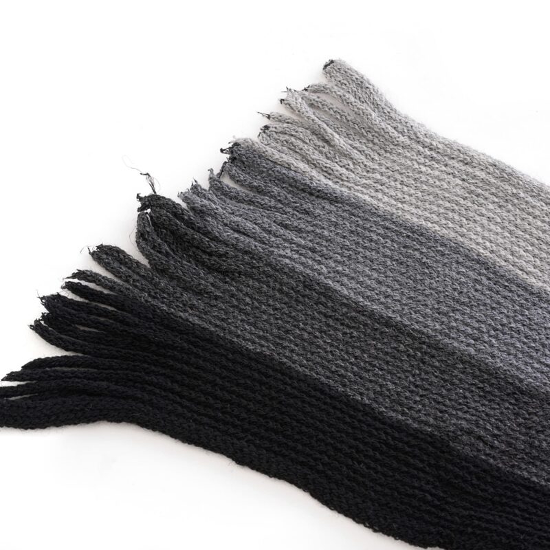 Kalaneet Men & Women Casual Self Design Solid Acrylic Woolen Muffler/Scarf/Stole for Winter, Size free (Muffler Grey&Black) - Image 3