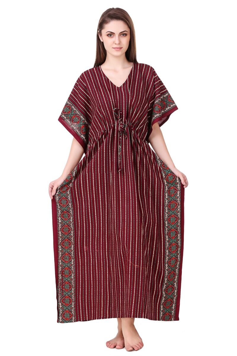 Masha Women's Cotton Printed Maxi Nighty (Purple, Free Size) - Image 3