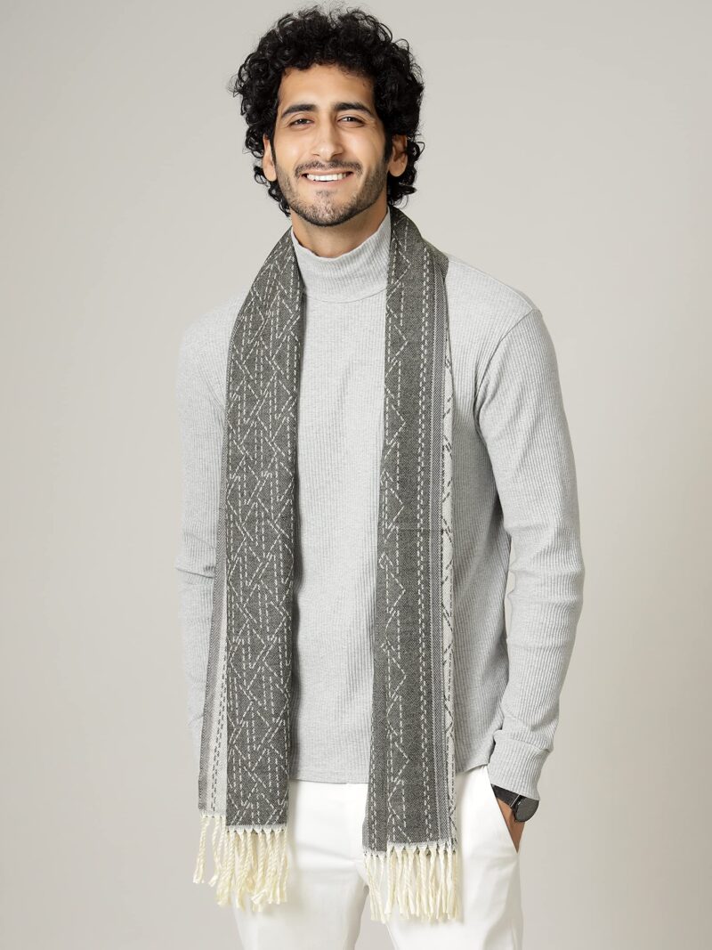Ravaiyaa - Attitude is everything Indian Casual Woolen Muffler Winter Wool Muffler Scarf for Men's (Dark Olive Green) - Image 6
