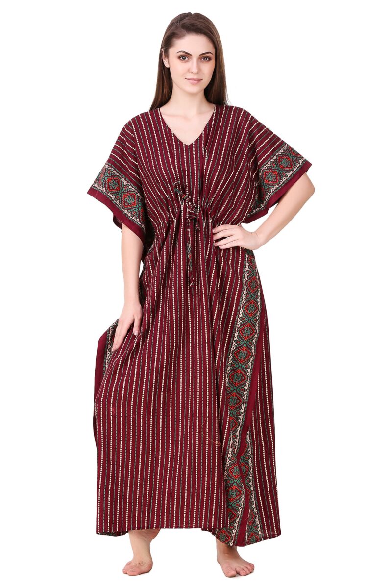Masha Women's Cotton Printed Maxi Nighty (Purple, Free Size) - Image 2