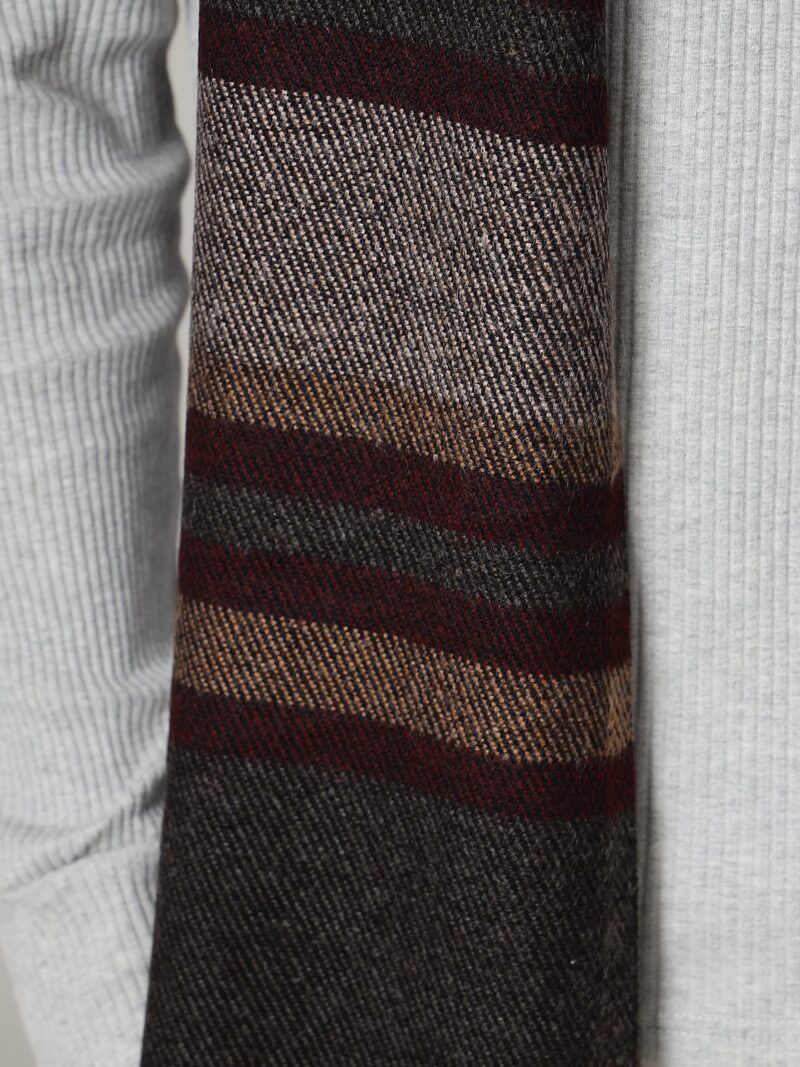 Ravaiyaa - Attitude is everything 100% Pure Wool Muffler For Men's Classic Striped Pattern Scarf Soft & Warm Woolen Muffler (Dark Brown) - Image 4