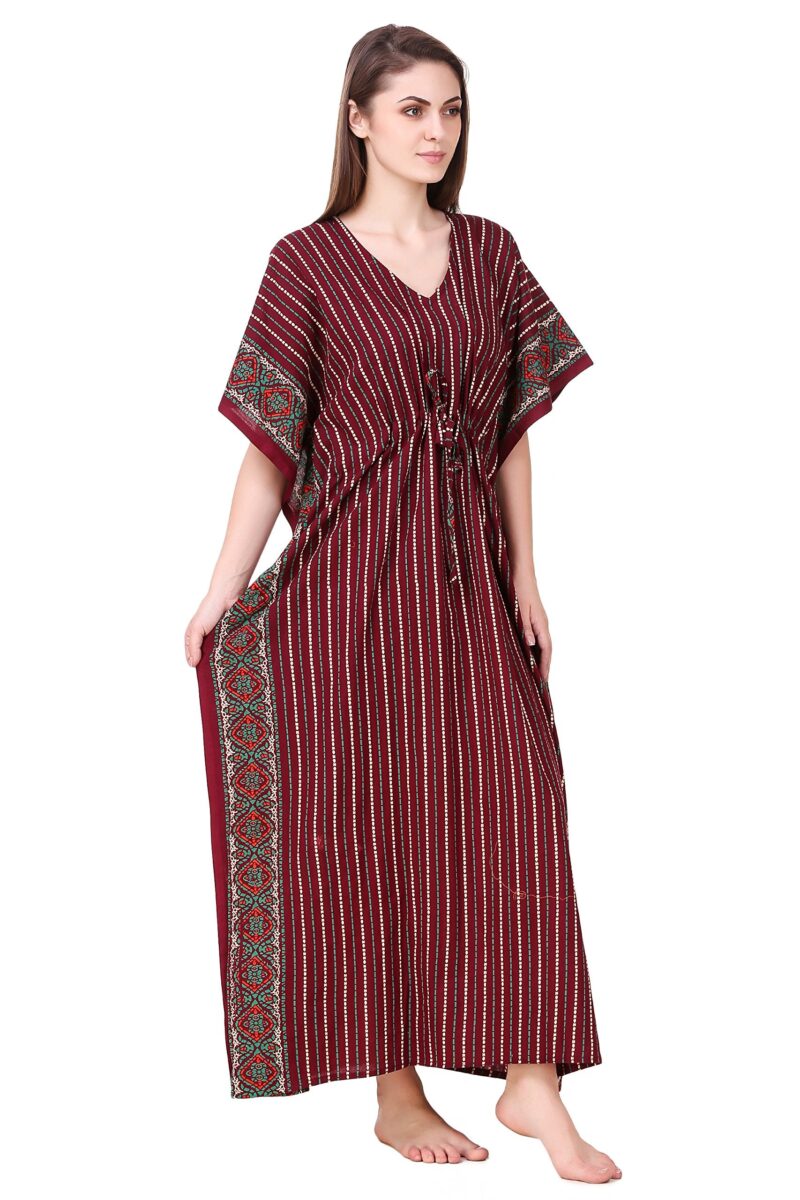 Masha Women's Cotton Printed Maxi Nighty (Purple, Free Size) - Image 4
