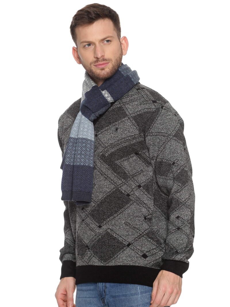 513 Men's Acrylic Wool Casual Winter Wear Striped Warm Muffler,JD-1005MMUF-NAVY - Image 2