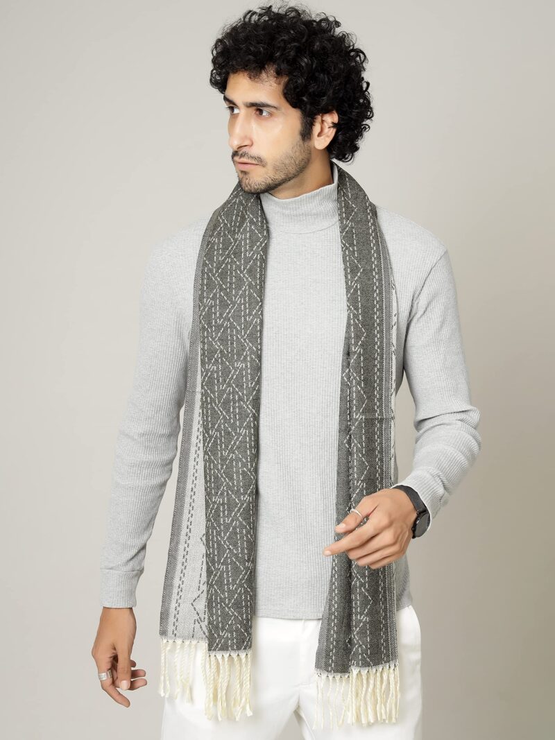 Ravaiyaa - Attitude is everything Indian Casual Woolen Muffler Winter Wool Muffler Scarf for Men's (Dark Olive Green) - Image 3