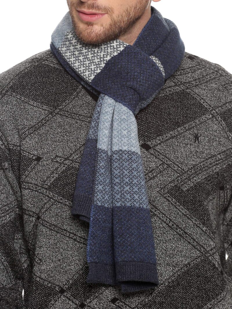 513 Men's Acrylic Wool Casual Winter Wear Striped Warm Muffler,JD-1005MMUF-NAVY - Image 4