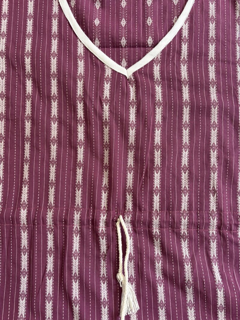 Crafts Moda Women's Cotton Kaftan - Night Dress Loungewear Relaxed Fit Midi Dress - Kantha Work Purple - Image 5