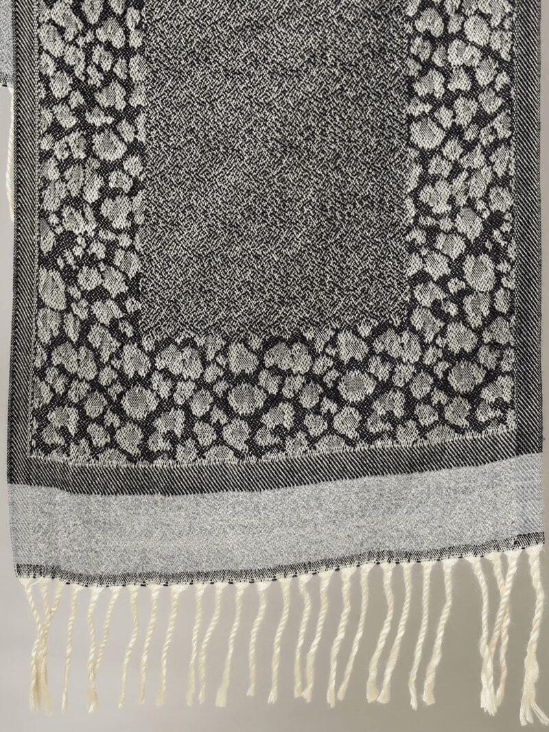 Ravaiyaa - Attitude is everything Men's Geometric Print Woolen Muffler Casual Winter Wool Muffler Scarf (Black & Grey) - Image 5