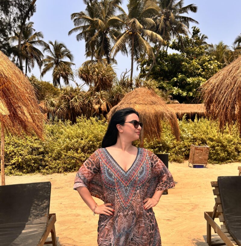 Art Of Creation Ethnic Print Georgette Fabric Kaftan Dresses For Women Beach Dress Plus Size Swimsuit Cover Up (Brown-Multi) - Image 4