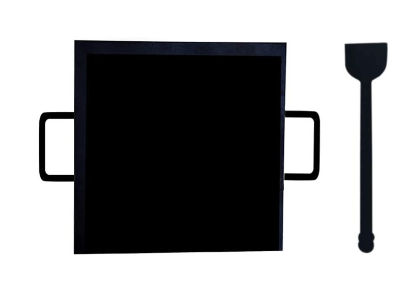 PRINA E-SHOP Iron Flat Square Design Tawa for Dosa/Roti/Chappati/Pathri with Double Handle/Gas & Induction-Friendly Dosa Kal (Black_12 inch) - Image 2