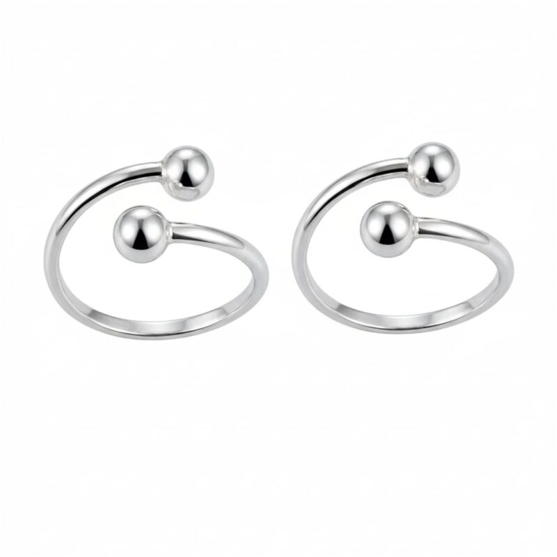 Parnika 925 Top Openable Hallmark Silver Toe Rings in Pure 92.5 Sterling Silver for Women (Minimalist Balls) - Image 6