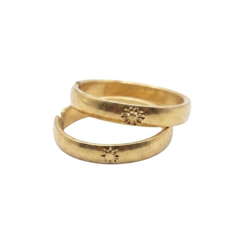 Traditional Panchaloha Impon Five Metals Thin Sleek Toe Rings for Women, Gold Toned, Adjustable and unpolished Metti, 2 Piece, Daily Use (P557)