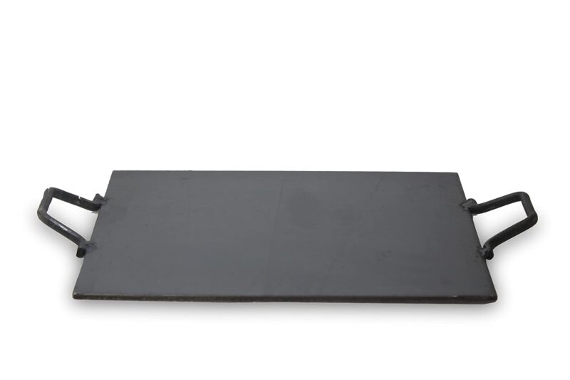 PRINA E-SHOP Iron Flat Square Design Induction Comfortable Tawa with Double Side Handle with Turner for Dosa/Roti/Chappati/Gas & Induction-Friendly Dosa Kallu (Black_12inch x 12inch) - Image 2