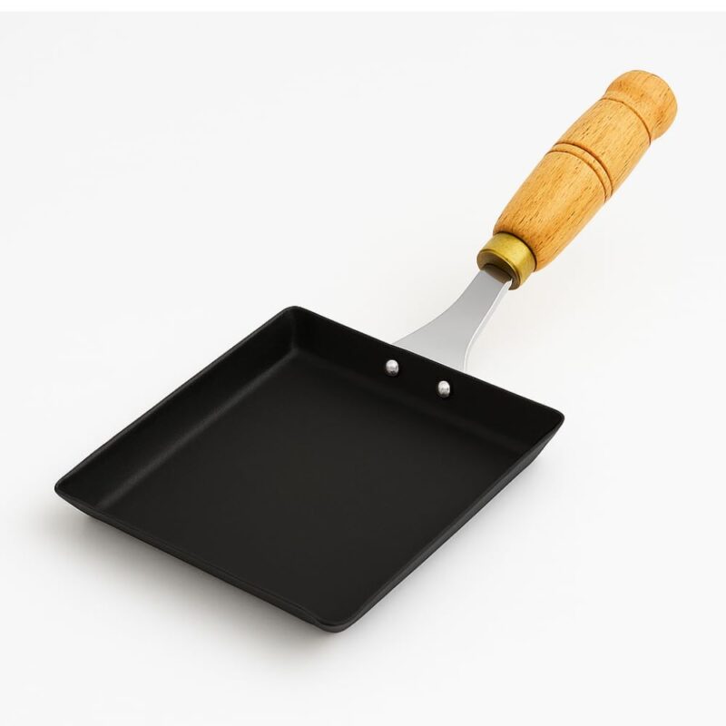 Iron Bread Omelet Pan | 7-Inch Square Tawa with Wooden Handle | Pre-Seasoned, Non-Stick, Gas Compatible | Ideal for Bread Toast, Omelet, French Toast & Grilling - Image 2