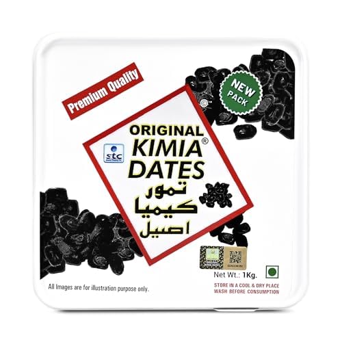 Kimia Dates Original Mazafati Dates -1kg | Juicy & Delicious Khajoor, Khajur | Healthy Snacks | Rich in Fibre | Perfect for Snacking (Plastic Box)